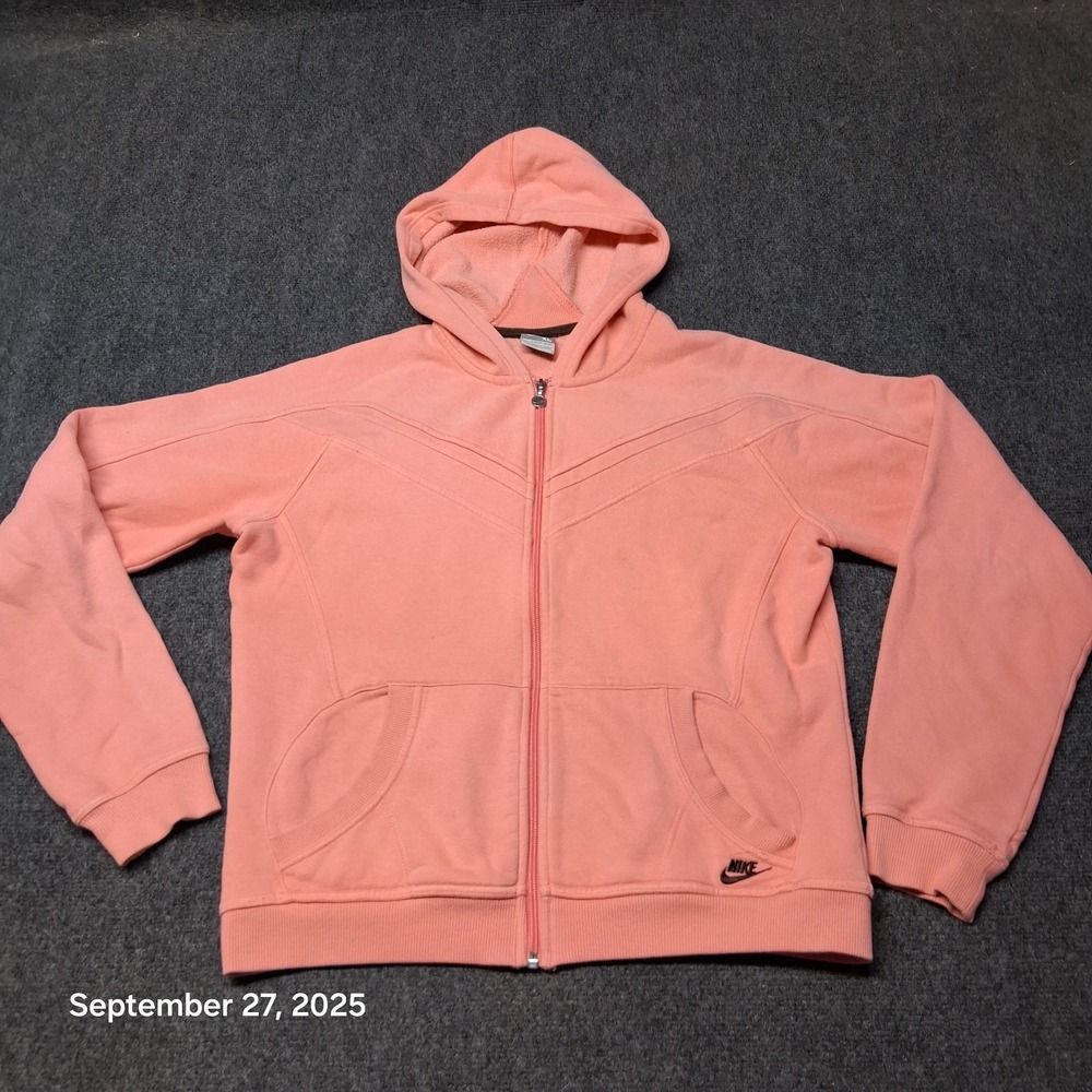 Nike Full Zip Hoodie Sweatshirt Womens Teen Size XL 16-18 Pink Full Zip